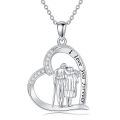 wholesale 925 Sterling Silver Heart Pendant with Love Message and Figures Necklaces for Mothers Fathers Daughters Brothers Birthdays Graduations Gift Ideas-0-0