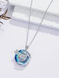 wholesale 925 Sterling Silver Blue Crystal Dragonfly & Vine Design Pendant Necklace - Holiday Gift for Her-0-3