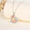 wholesale 925 Sterling Silver Rose & Dachshund Heart Pendant Necklace for Women-0-1