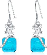 wholesale 925 Sterling Silver Blue Turquoise Flower Drop Earrings with CZ Accents and Celtic Design-Rose Tourmaline Earrings