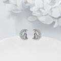 wholesale 925 Sterling Silver Howling Wolf Moon Stud Earrings - Unique Celtic Design Jewelry for Women-0-3