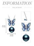 TOUPOP S925 Sterling Silver Black Pearl Butterfly Pendant Necklace-0-3