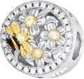 wholesale 925 Sterling Silver CZ Flower & Honeybee Charm Bead for Bracelet Jewelry Making Supplies 3D Design Crafting DIY Craft Kit Accessories Gift Idea Women Girls Teens Kids-0-0