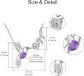 wholesale 925 Sterling Silver Purple Amethyst Hummingbird Rose Vine Pendant Necklace for Women-0-4