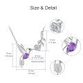 wholesale 925 Sterling Silver Purple Amethyst Hummingbird Rose Vine Pendant Necklace for Women-0-4