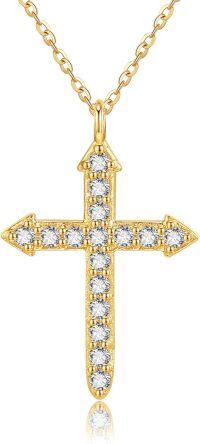 wholesale 14K Gold Diamond Cross Pendant Necklace for Women - Christmas Gift-cubic zirconia cross