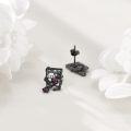 wholesale 925 Sterling Silver Square Pink Rose Gothic Punk Vintage Stud Earrings-0-4