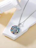 wholesale 925 Sterling Silver Evil Eye Pendant Necklace with Abalone Shell and Gemstones - Witch's Knot & Star of David Design-0-4