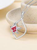 wholesale 925 Sterling Silver Red Enamel Floral Drop Pendant Necklace for Women Gifts-0-3