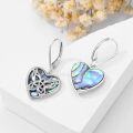 wholesale 925 Sterling Silver Celtic Knot Abalone Shell Heart Leverback Earrings  for Women-0-2