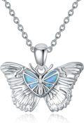 wholesale TOUPOP Butterfly Necklace Sterling Silver Created Opal Butterfly Jewelry Butterfly Gifts For Women Girlfriend Birthday -0-0