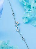 wholesale 925 Sterling Silver Infinity Bracelet w/ Butterfly & Heart Charms - Adjustable Holiday Jewelry for Women-0-2