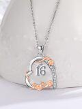 wholesale 925 Sterling Silver Cubic Zirconia Heart Rose Necklace - 16th Birthday Gift for Her-0-1