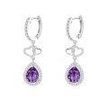 wholesale 925 Sterling Silver Heart Pendant Earrings With Purple Gemstones-0-0