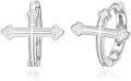 wholesale 925 Sterling Silver Cross Design Huggie Hoop Earrings for Men & Women-0-0