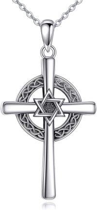 wholesale 925 Sterling Silver Star of David Celtic Knot Cross Necklace Norse Viking s for Him Her-Stal of David Cross Necklace