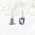 wholesale 925 Sterling Silver Abalone Shell Cowboy Boots & Circle Pendant Drop Earrings-0-1