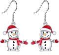 wholesale 925 Sterling Silver Snowman Christmas Dangle Earrings Gift for Women-0-0
