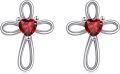 wholesale 925 Sterling Silver Purple Crystal Heart Infinity Cross Stud Earrings for Women Girls Christian  4367-0-10