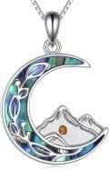wholesale 925 Sterling Silver 925 Moon & Mountain w/Abalone Shell & Amber Stone Christian Faith Pendant Necklace for Women/Girls Gift-0-0