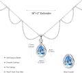 wholesale 925 Sterling Silver Blue Cubic Zirconia Necklace, Adjustable Chain, Gift Box-0-4