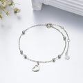 wholesale 14k White Gold Heart Charm Bracelet Wholesale With Beads And Adjustable Chain-0-2