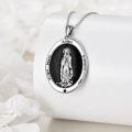 wholesale 925 Sterling Silver Virgin Mary Angel Protect Me Religious Medal Necklace Catholic s for Men & Women-0-4