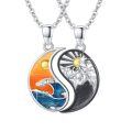 wholesale 925 Sterling Silver Yin Yang Turquoise & Black Onyx Mountain Necklaces for Couples BFF-0-1