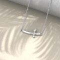 wholesale 925 Sterling Silver Cubic Zirconia Cross Pendant Necklace for Women Religious -0-3