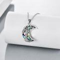 wholesale 925 Sterling Silver Moon & Tree of Life Abalone Shell Inlay Pendant Necklace for Women Irish s-0-4
