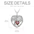 TOUPOP Sterling Silver Ruby Tree Of Life Pendant Necklace-0-5