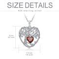 TOUPOP Sterling Silver Ruby Tree Of Life Pendant Necklace-0-5