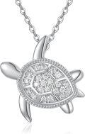wholesale S925 Sterling Silver 12-Month Birthstone Turtle Necklace with April Gemstone-0-0