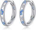 wholesale 925 Sterling Silver Blue Crystal Butterfly Huggie Hoop Earrings for Women-0-0