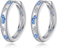 wholesale 925 Sterling Silver Blue Crystal Butterfly Huggie Hoop Earrings for Women-butterfly earrings