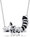 wholesale 925 Sterling Silver Raccoon Animal Lover Gift Pendant Necklace for Women and Girls-0-0
