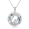 TOUPOP Sterling Silver Crystal Dog Pendant Necklace For Women-0-0