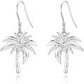 wholesale 925 Sterling Silver Coconut Palm Tree Leaf Drop Earring for Women Girls  4cm Long-0-0