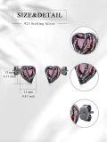 wholesale 925 Sterling Silver Heart-Shaped Skeleton Hand Stud Earrings with Red Crystal Stone Gift for Women-0-1
