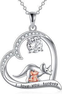 wholesale 925 Sterling Silver Dinosaur Heart Love Forever Mother Daughter Pendant Necklaces Gift for Mom and Girls-Dinosaur