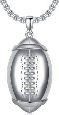 wholesale 925 Sterling Silver American Football Sports Pendant Necklace for Men-0-0