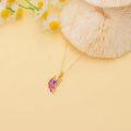 wholesale 14K Gold Purple & Pink Enamel Butterfly Pendant Necklace for Women-0-3