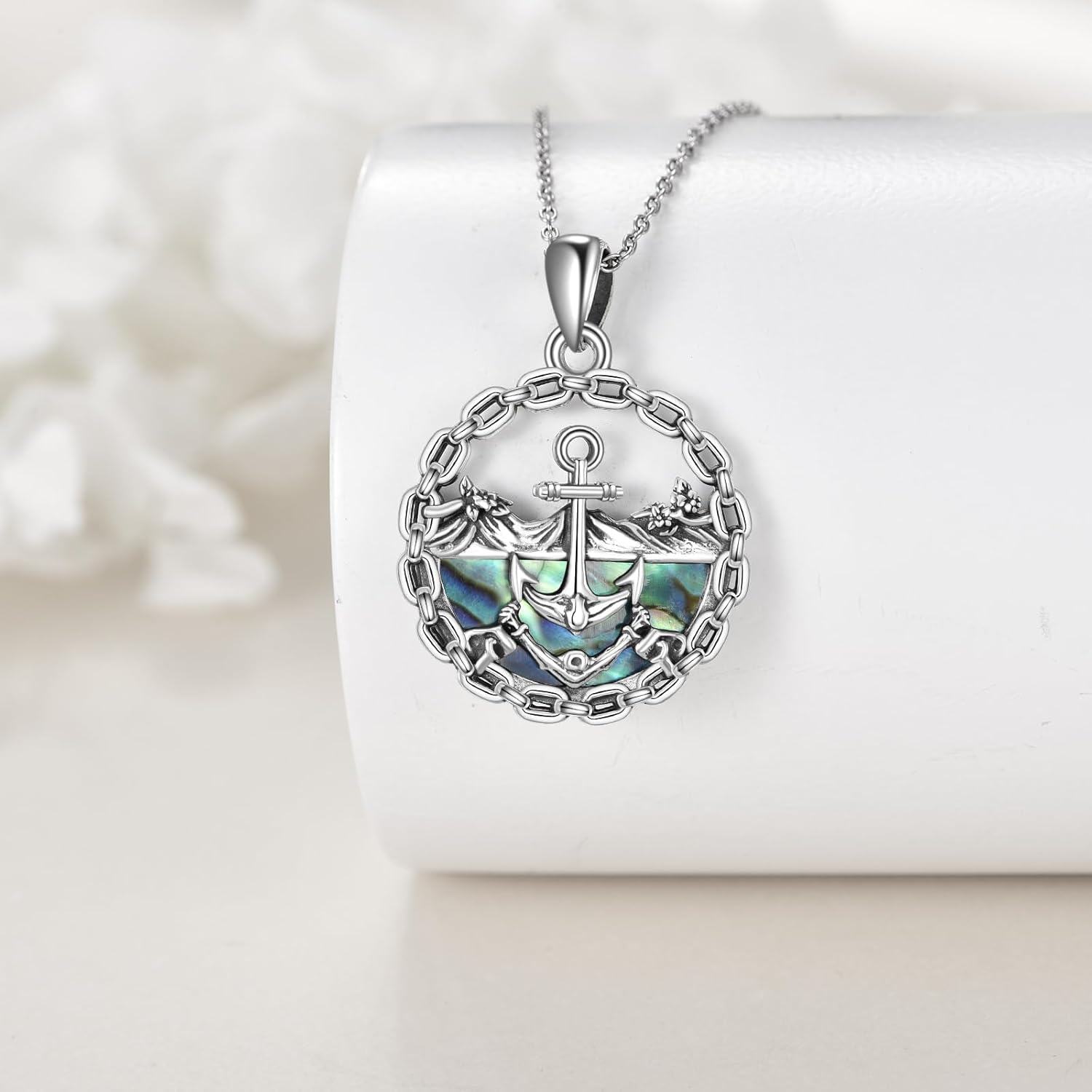 Sterling Silver Anchor Pendant Necklace Jewelry Gift for Women-0-2
