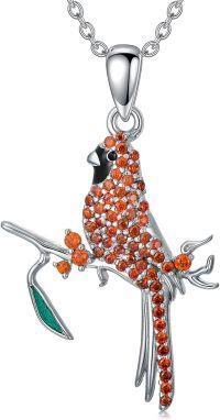 wholesale 925 Sterling Silver CZ Bird Pendant - Cardinal Necklace-Red Cardinal