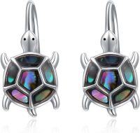 wholesale 925 Sterling Silver Animal Leverback Hoop Earrings Axolotl Cat Sloth Dog Fox Huggie Hypoallergenic Jewelry Gifts for Women Teens-Turtle