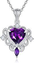wholesale 925 Sterling Silver Amethyst Birthstone Necklace for Women-0-0