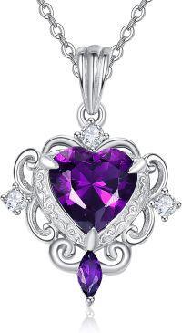 wholesale 925 Sterling Silver Amethyst Birthstone Necklace for Women-Purple