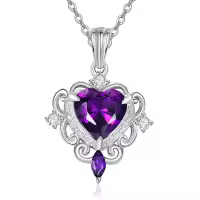 wholesale 925 Sterling Silver Amethyst Birthstone Necklaces Wholesale for Women-Purple
