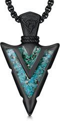 wholesale 925 Sterling Silver with Turquoise and Malachite Arrowhead Pendant Necklace for Men & Women-0-0