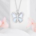 wholesale 925 Sterling Silver Opal Butterfly Pendant Necklace with Cubic Zirconia Stones - Gifts for Her-0-4